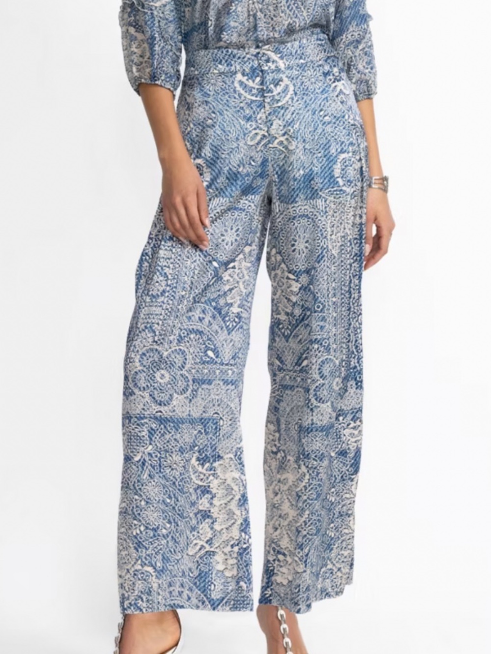 Johnny Was Lauchlen Wide Leg Silk Pants NWT Small